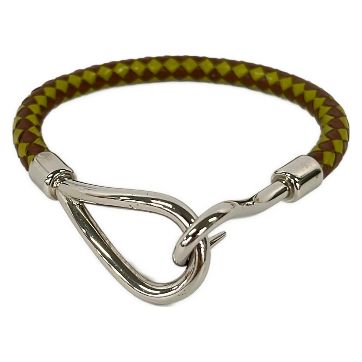 Herms Jumbo Bracelet Khaki Brown Silver Leather Hardware